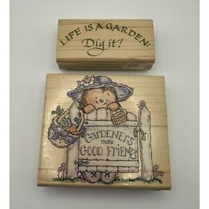 Penny Black 1996 Good Friends 469J Life Is A Garden 784E‎ Rubber Stamp Lot 2 Vtg